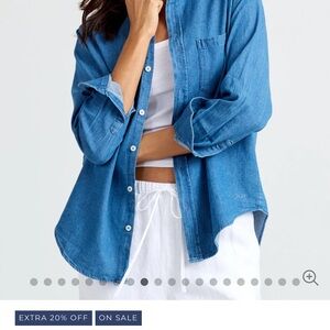 Casual Blue Button Down Denim Shirt